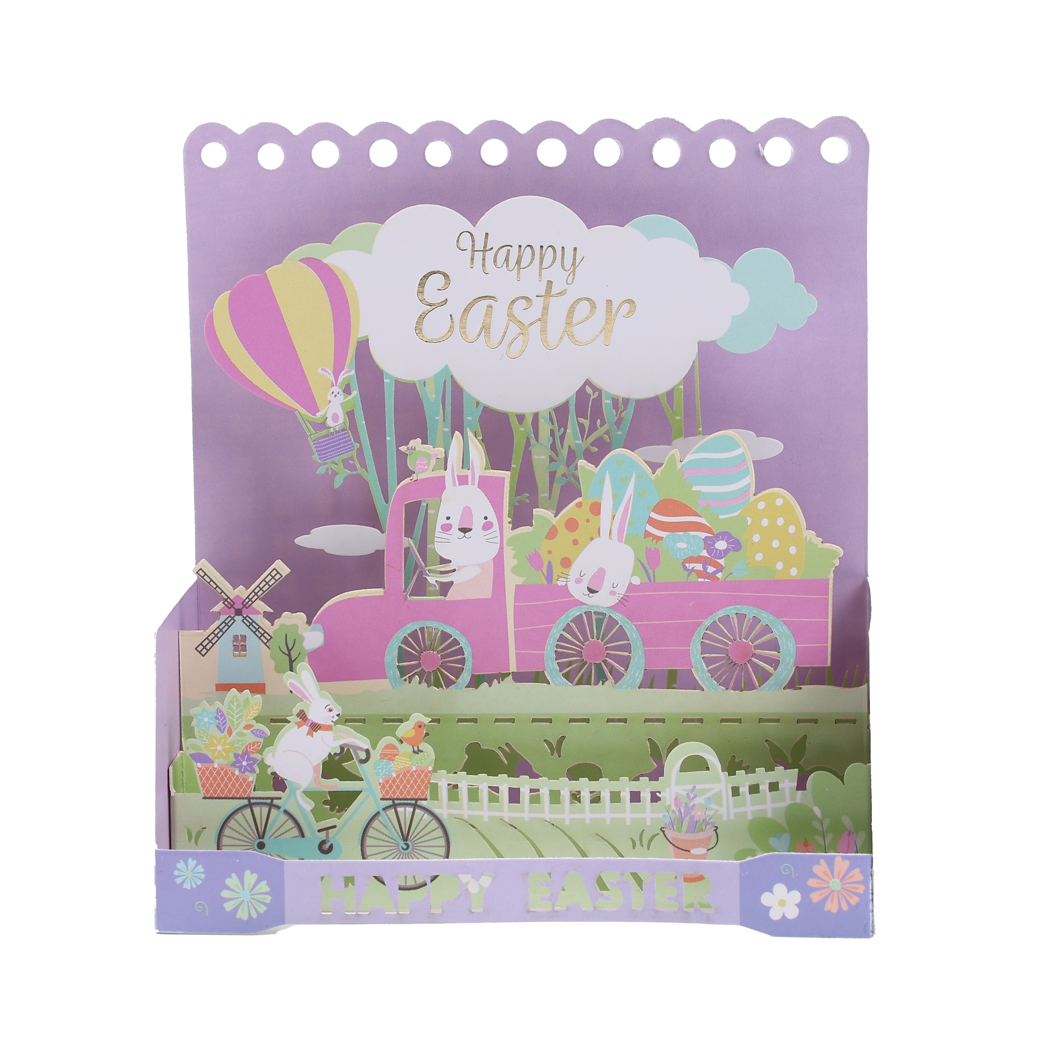Easter Bunny Drive 3D Greeting Card EASD0001